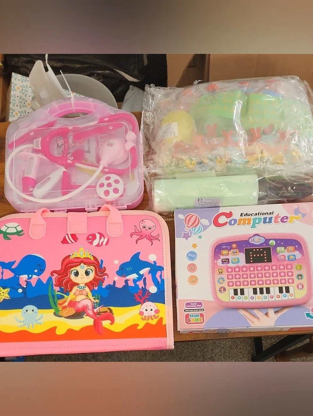 Kids Pink Educational Toy Laptop and Playset
